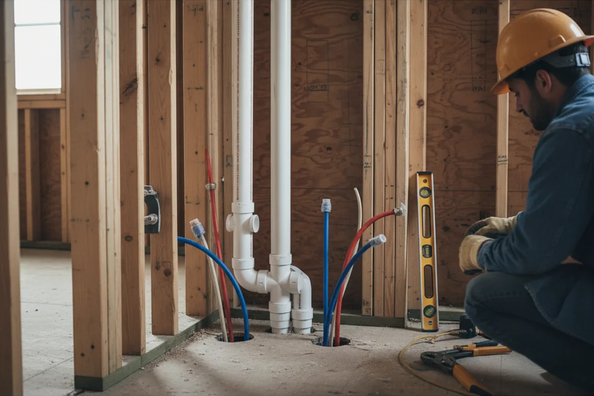 Drain and supply rough-in during Leak Detection in Garland